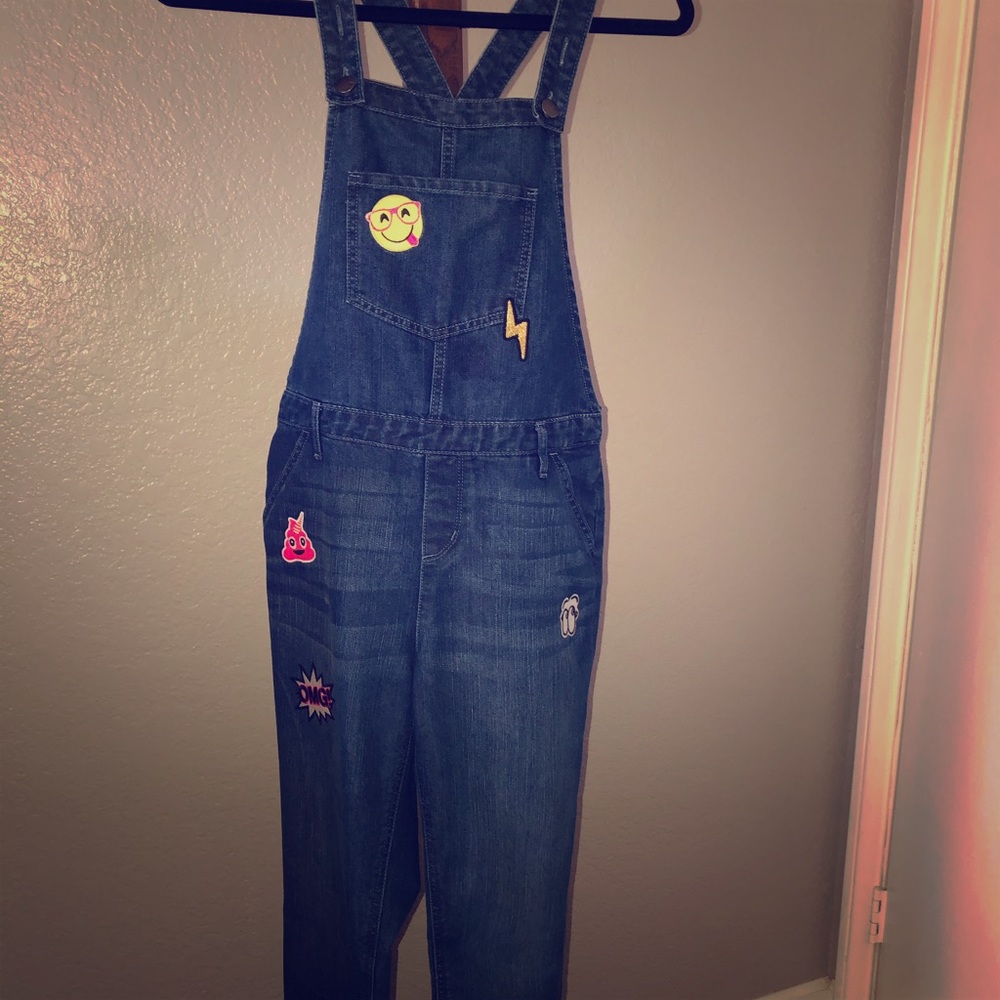 The children place overall blue jean